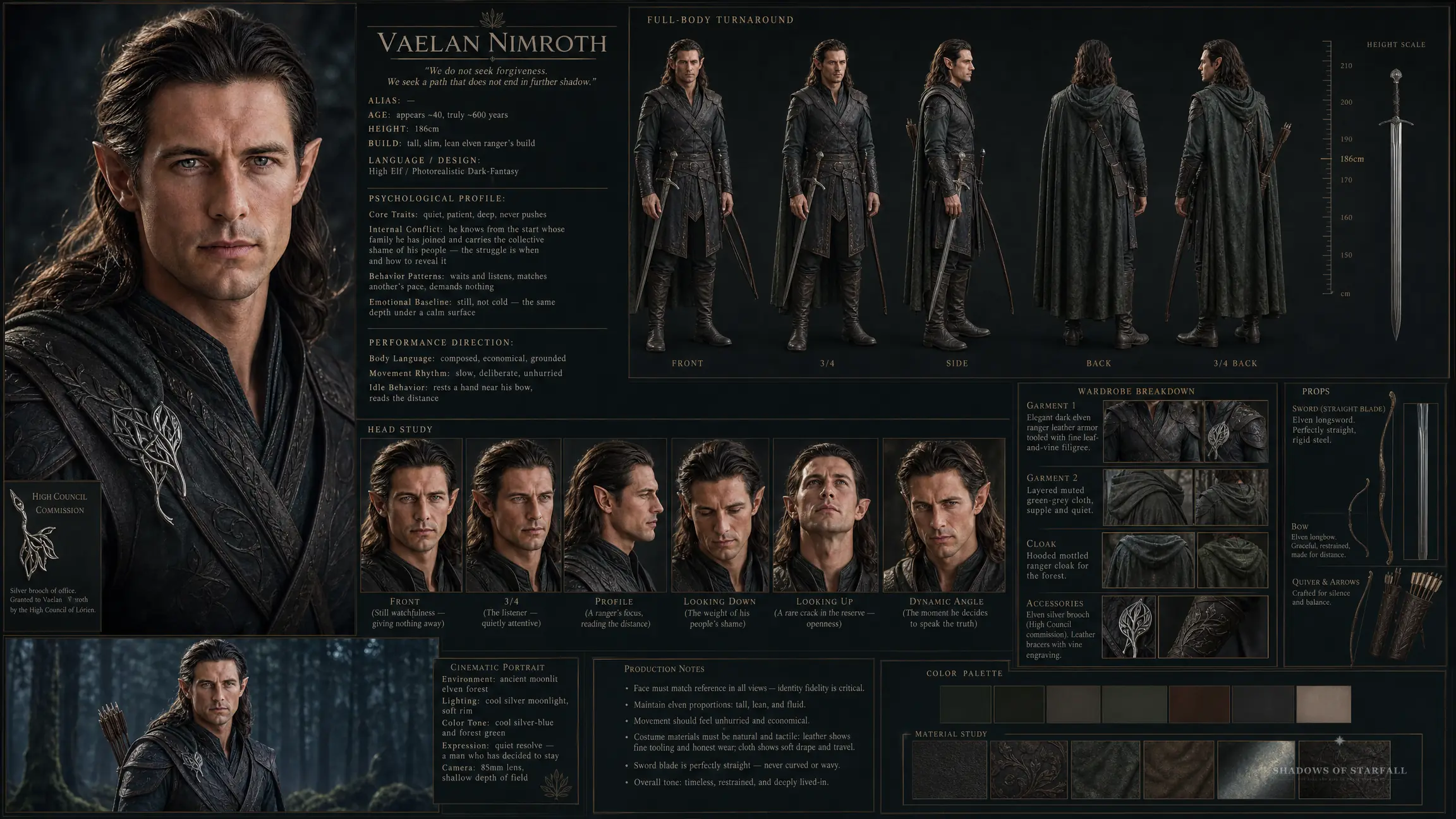 Design sheet of Vaelan Nimroth