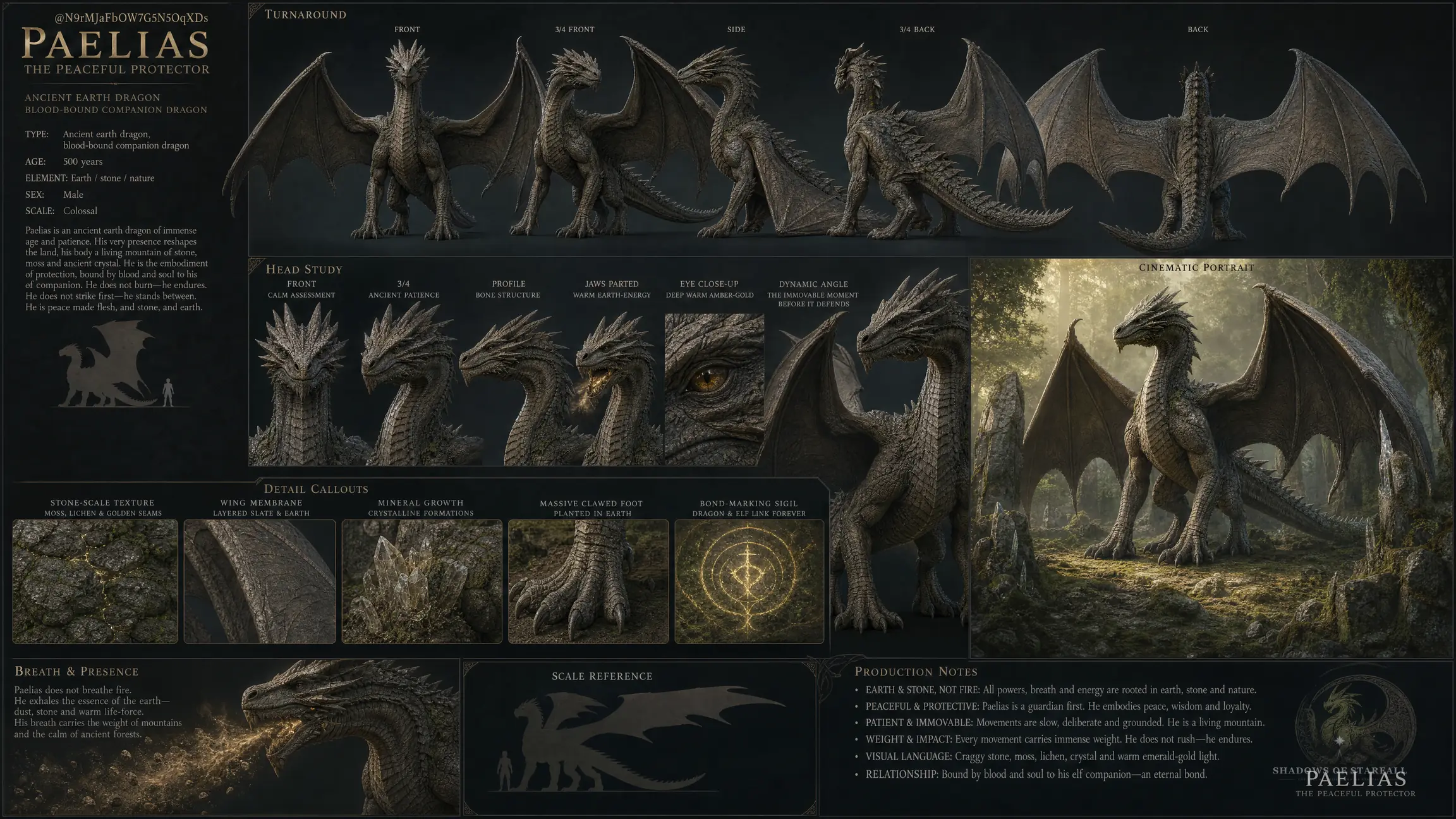Design sheet of the dragon Paelias