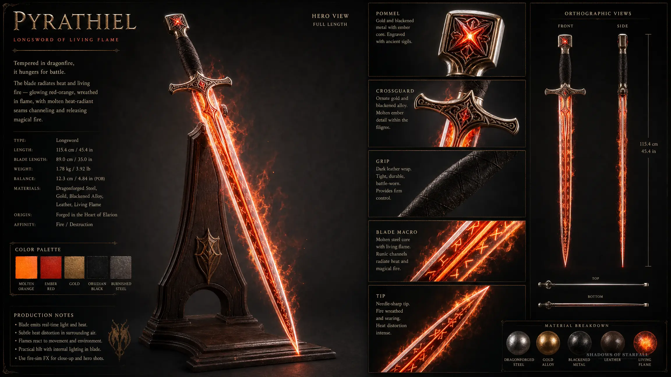 Design sheet of the artifact Pyrathiel