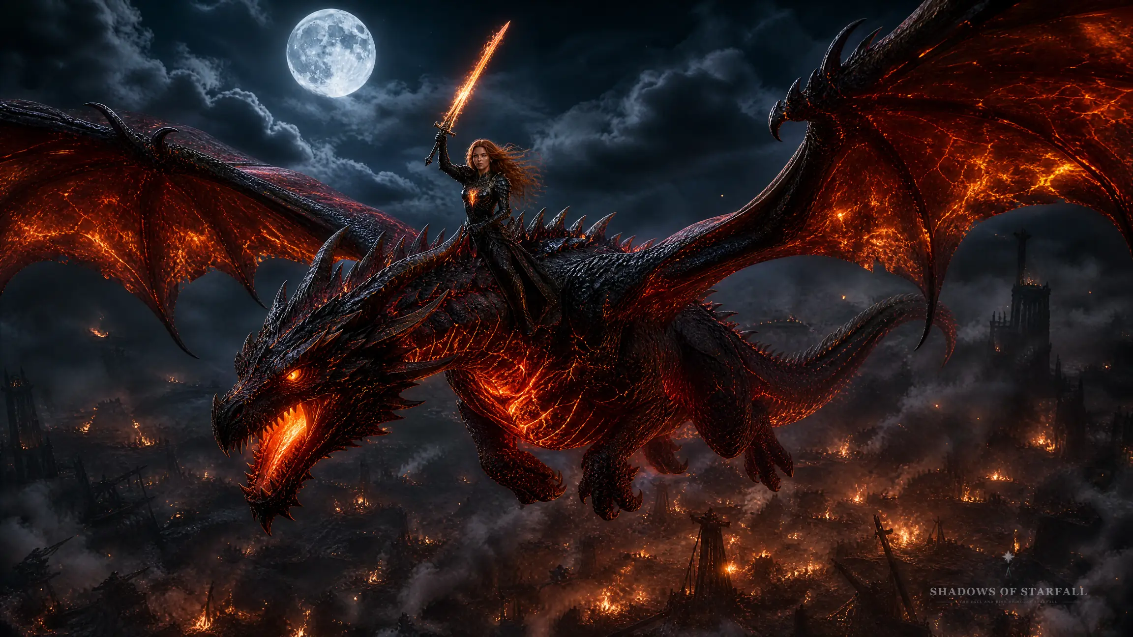 Aryael Starfall with her dragon Erevan